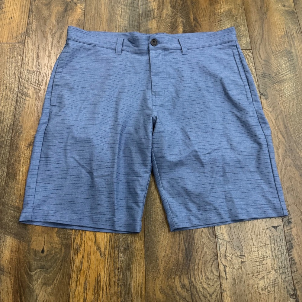 TravisMathew Mens Blue Striped Performance Golf Shorts Size 36 Stretch Casual